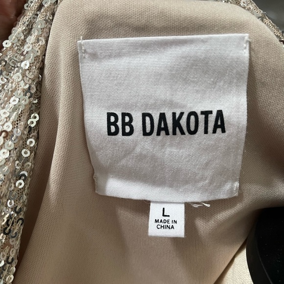 Sequin Silver Duster Anthropologie Dulcinea Jacket x BB Dakota Size Large - Picture 5 of 10